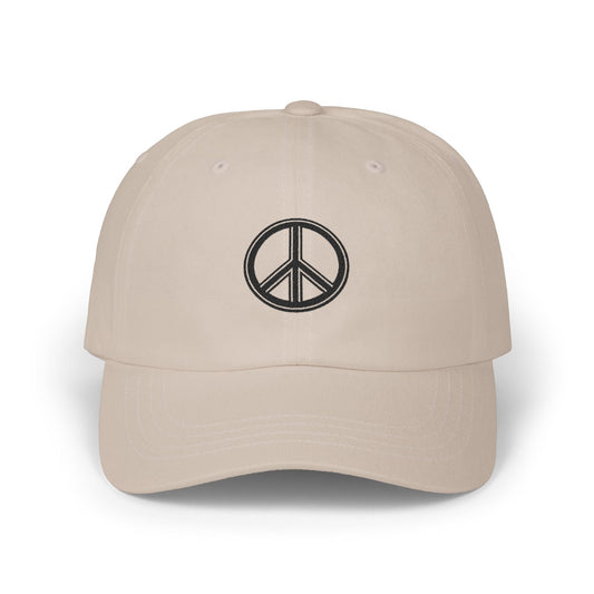 Peace Sign Dad Cap — Embroidered Minimalist Peace Symbol Hat Printify