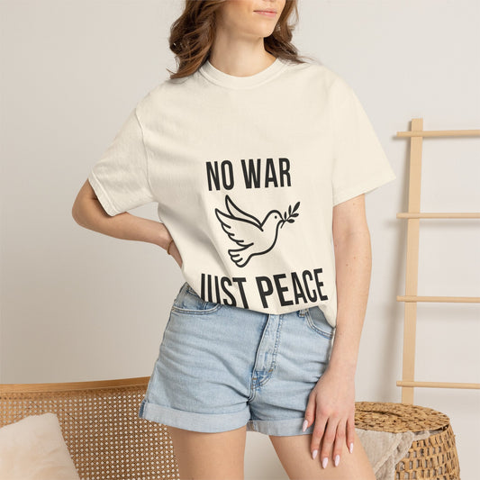 T-Shirt — "No War Just Peace" Dove Graphic Peace Tee Printify
