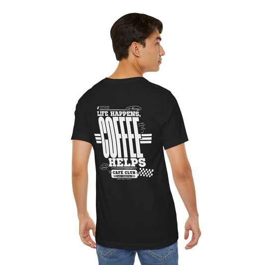 Coffee Helps T-Shirt — Vintage Café Club Coffee Lover Tee Printify