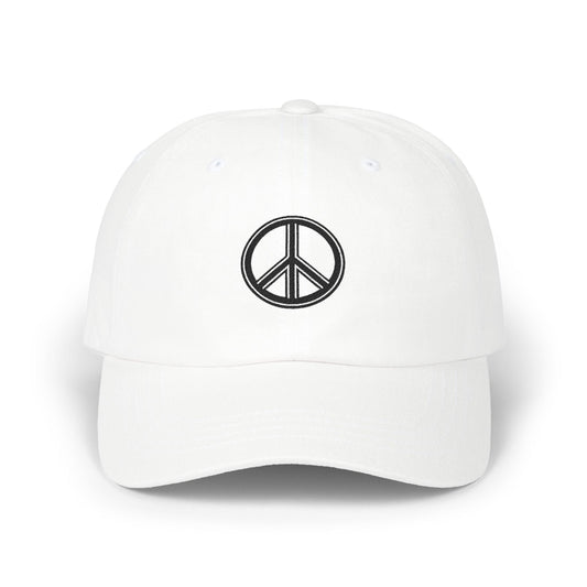Peace Sign Dad Cap — Embroidered Minimalist Peace Symbol Hat Printify
